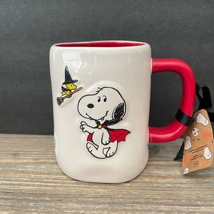 Rae Dunn Snoopy Halloween Vampire CAUTION I BITE 2023 Mug Ceramic NWT Magenta